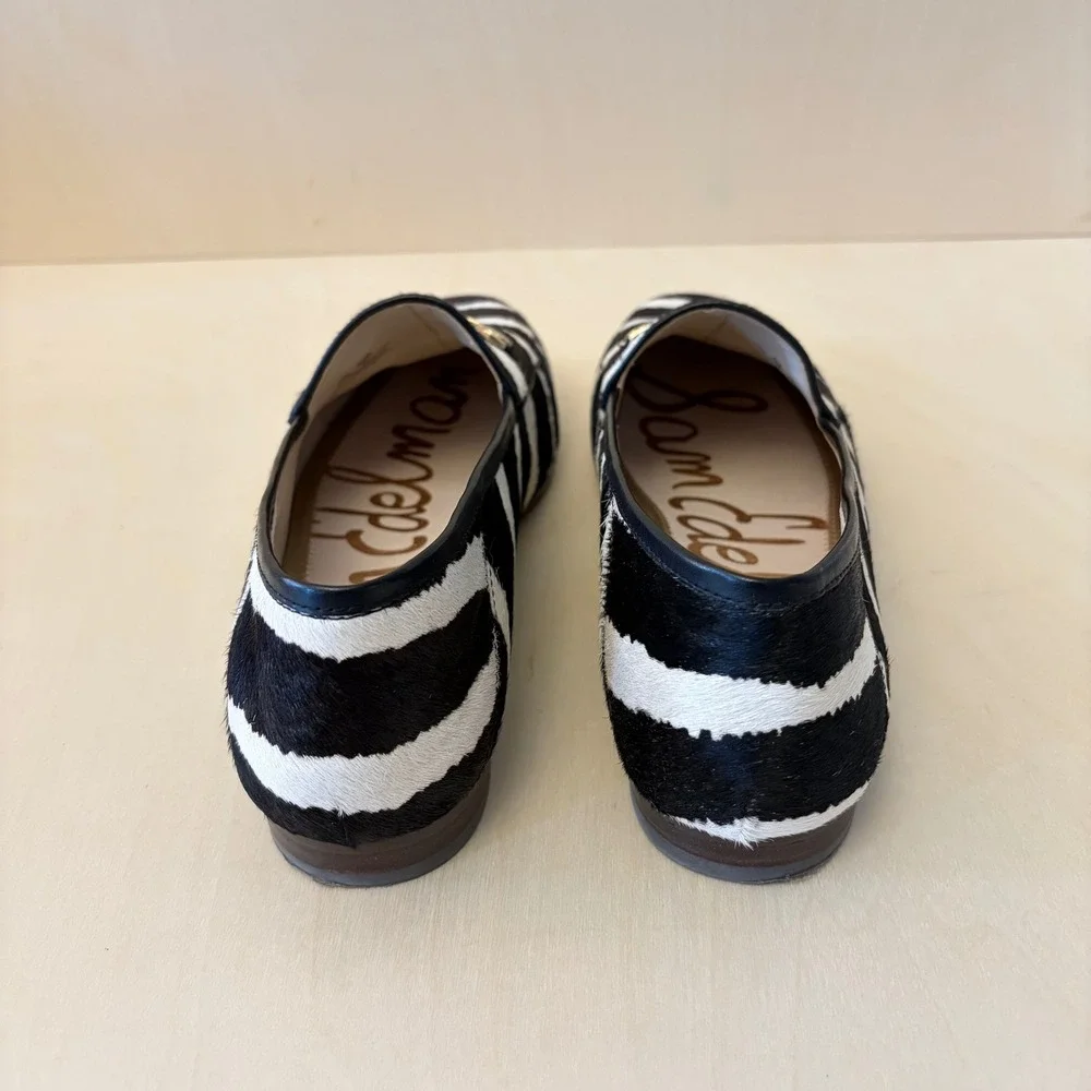 Sam Edelman Loraine Bit Loafer Womens 11 Zebra Print Calf Hair Leather Flats Box